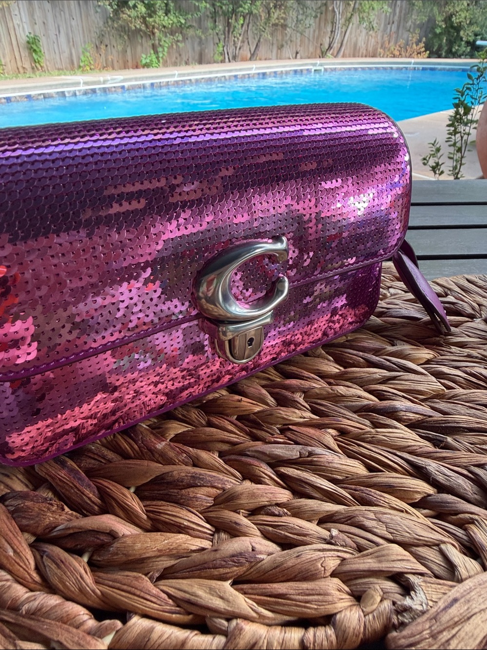 Coach Stuido Bag 20 with Sequins Dark Magenta NWOT - Picture 2 of 12